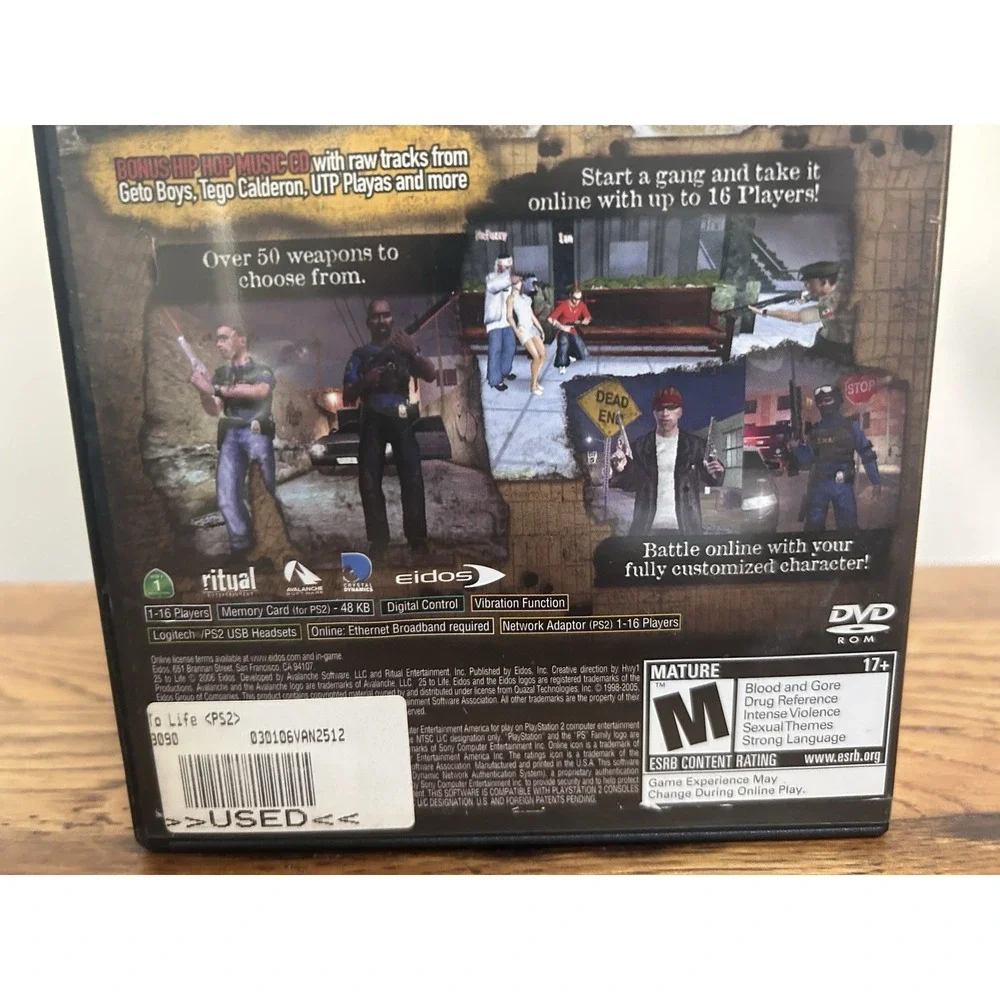 25 to Life - Sony PlayStation 2 PS2 Complete In Box With Manual CIB